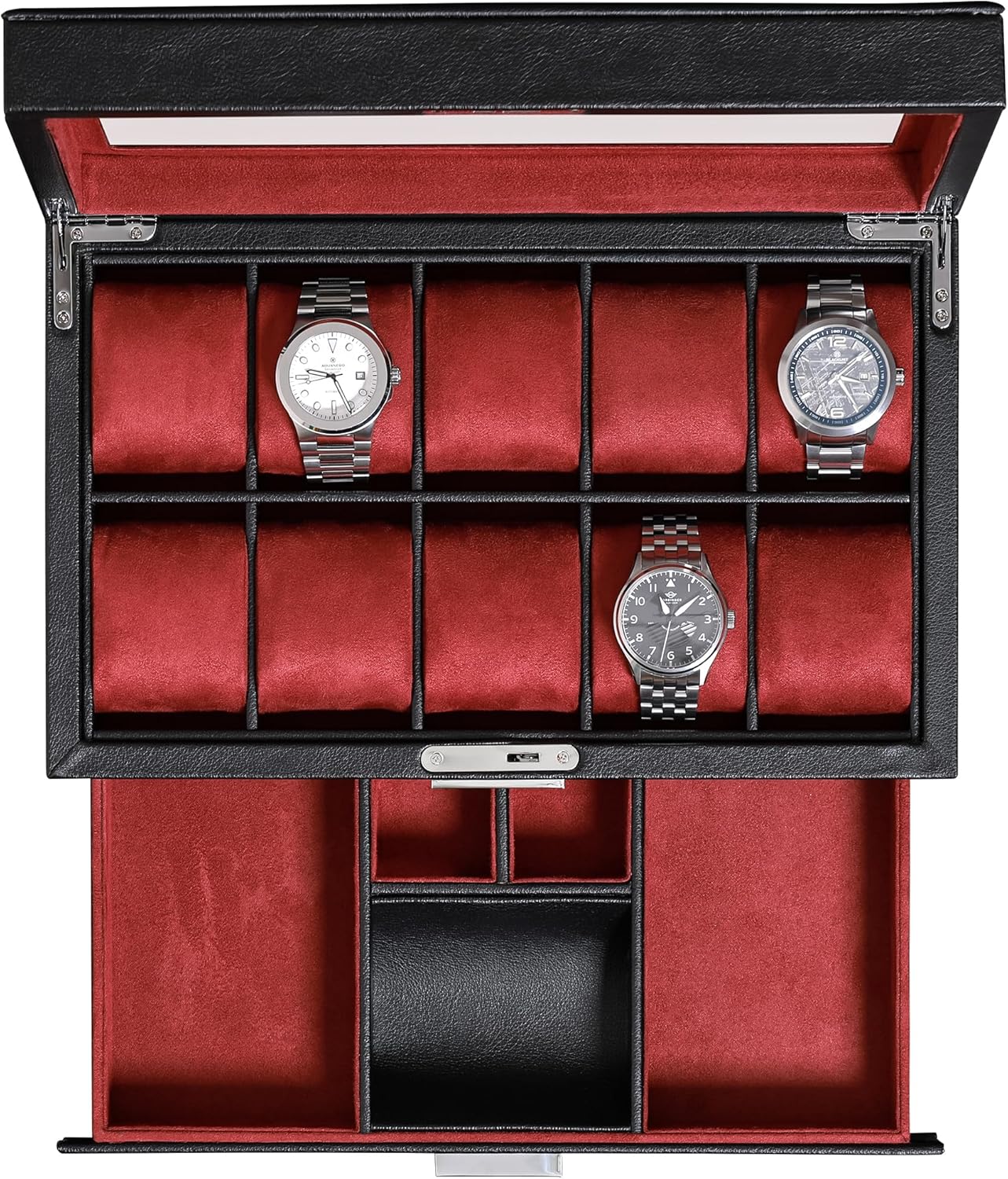 Jewelry Box Organizer Watches - 10-Slot Watch Box in Leather with