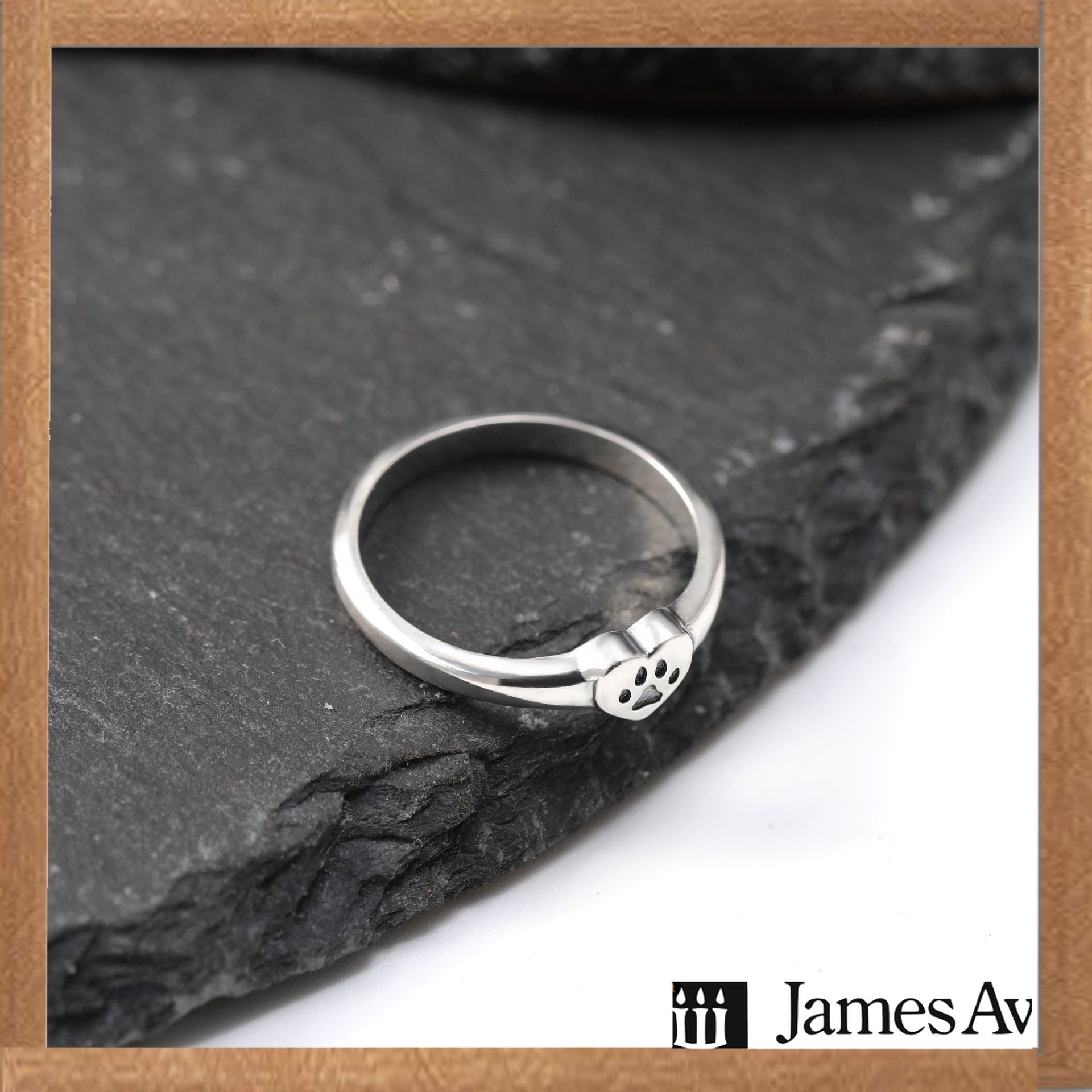 Minimalist Ring Stackable - S925 Silver Hollow Paw Print Interlocking