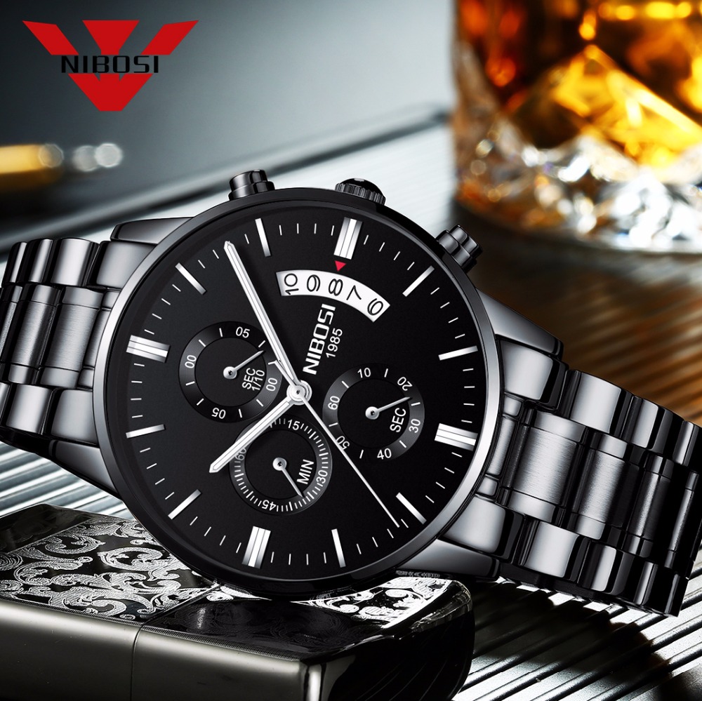 NIBOSI Stainless Steel Black Q - огляд і ціна Jewelry Inspired Watches