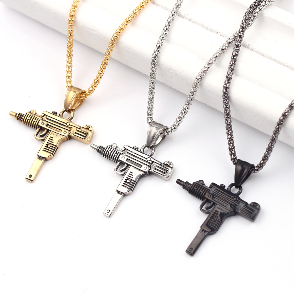 Punk Uzi Pistol Machine Gun Ne - огляд і ціна Hip Hop Chain Necklace
