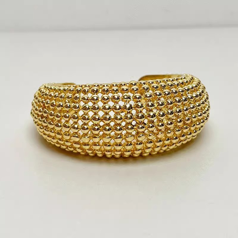 Luxury Bead Texture Open Cuff  - огляд і ціна Minimalist Ring Stackable