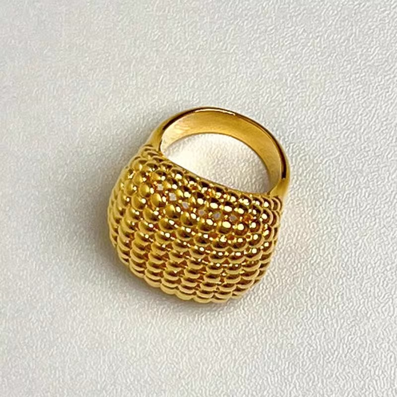 Luxury Bead Texture Open Cuff  - огляд і ціна Minimalist Ring Stackable