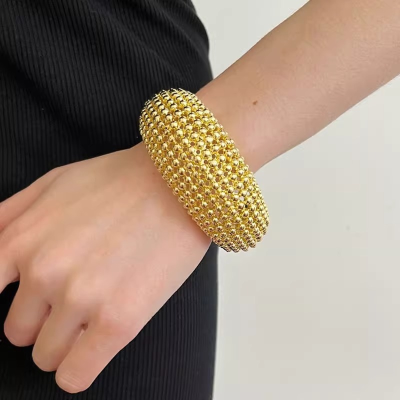 Luxury Bead Texture Open Cuff  - огляд і ціна Minimalist Ring Stackable