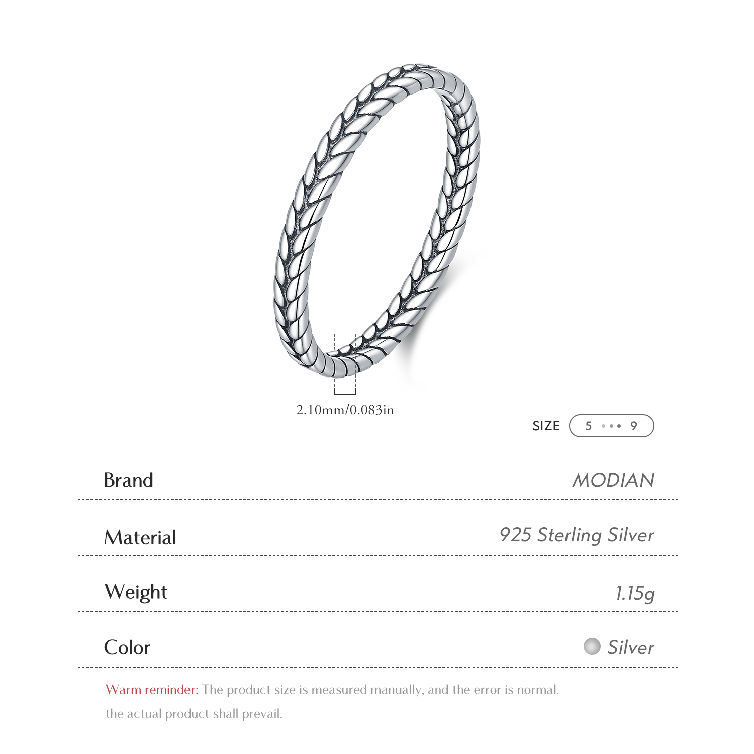MODIAN 925 Sterling Silver Ret - огляд і ціна Minimalist Ring Stackable