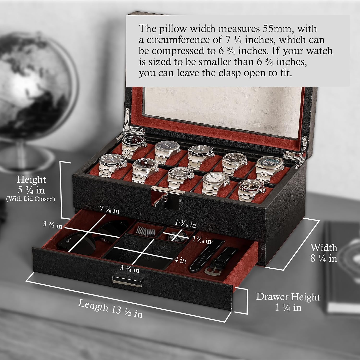 10-Slot Watch Box in Leather w - огляд і ціна Jewelry Box Organizer Watches