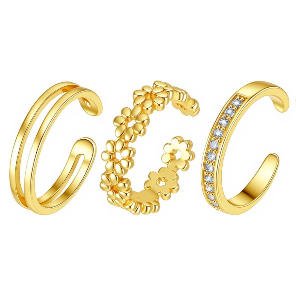 3Pcs Gold Open Adjustable Ring - огляд і ціна Minimalist Ring Stackable