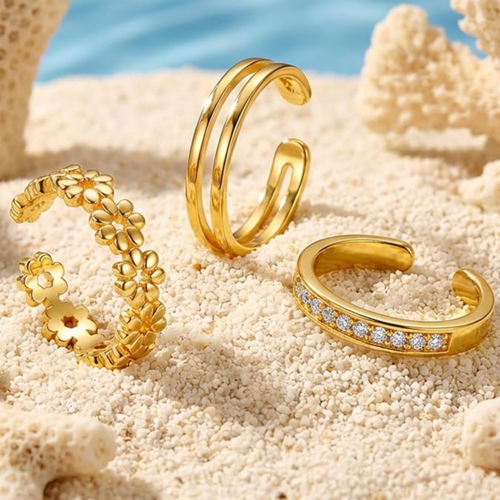 3Pcs Gold Open Adjustable Ring - огляд і ціна Minimalist Ring Stackable