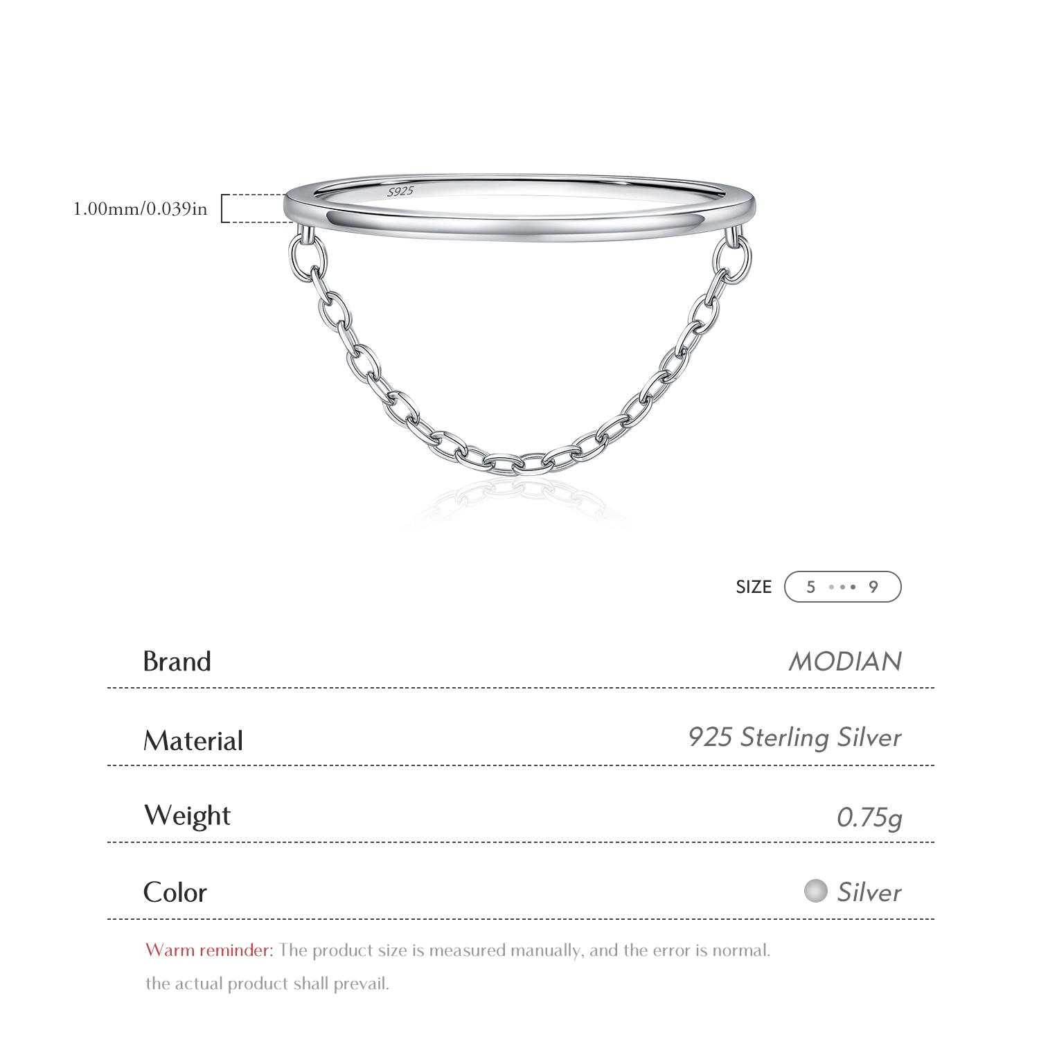 MODIAN 925 Sterling Silver Tas - огляд і ціна Minimalist Ring Stackable