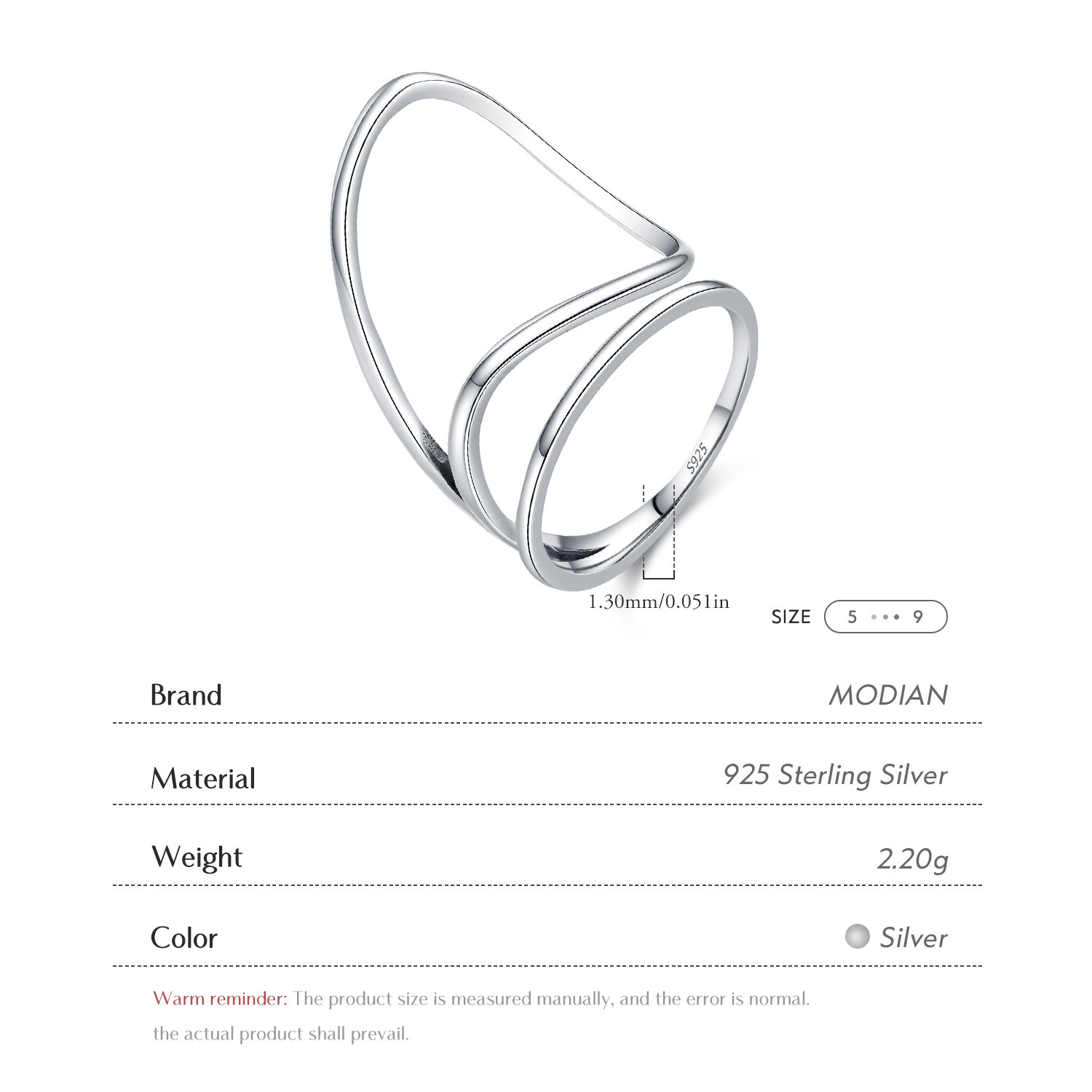 MODIAN 925 Sterling Silver Min - огляд і ціна Minimalist Ring Stackable